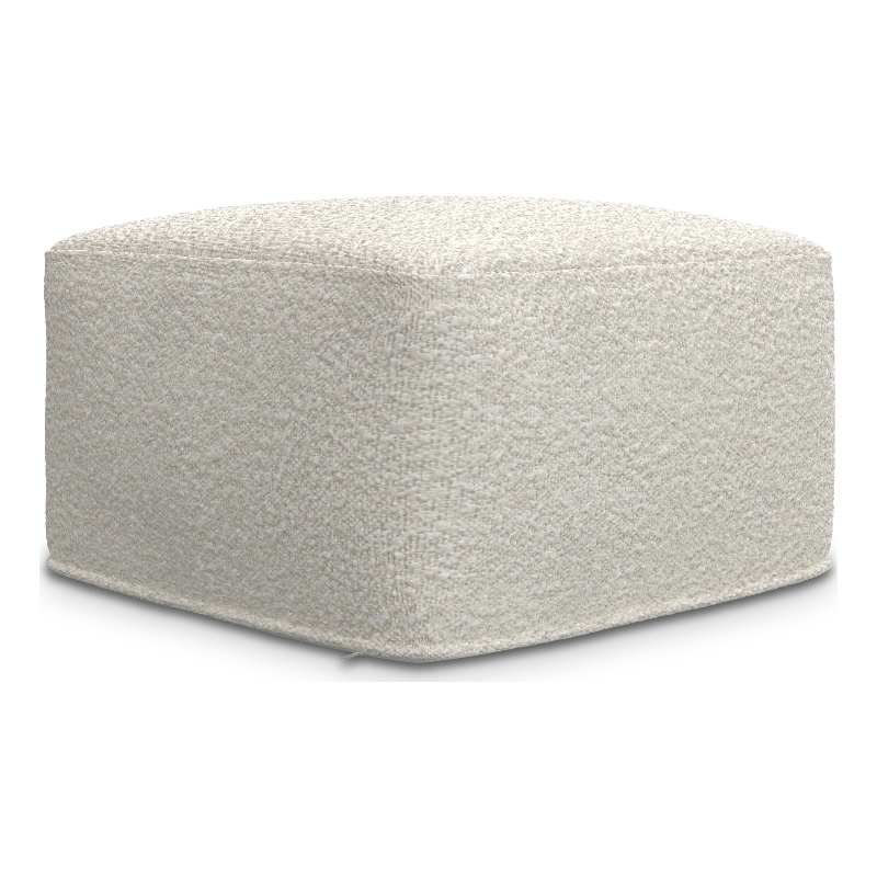 Chantal Contemporary Square Pouf in Ivory Boucle