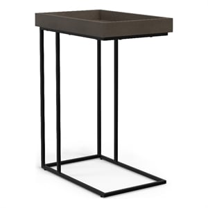 Gallagher SOLID WOOD & Metal 12&quot Wide Industrial C Side Table in Walnut Brown