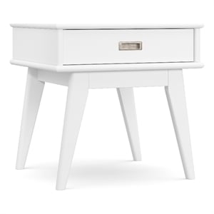 Draper SOLID HARDWOOD 22&quot Wide Rectangle Mid Century Modern End Table in White