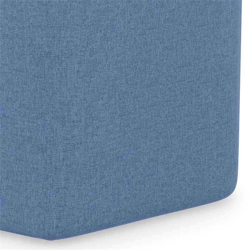 Brock 17 inch Wide Contemporary Footstool in Wedgewood Blue Linen Look Fabric