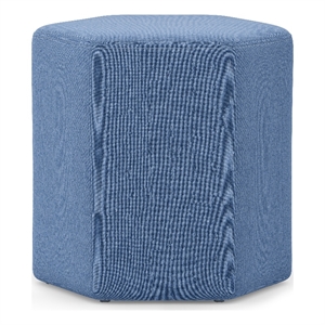 Brock 17 inch Wide Contemporary Footstool in Wedgewood Blue Linen Look Fabric