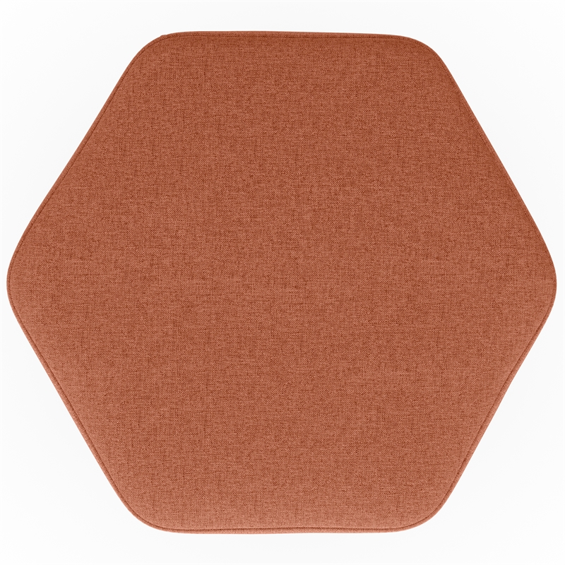 Brock 17 inch Wide Contemporary Footstool in Dusty Orange Linen Look Fabric