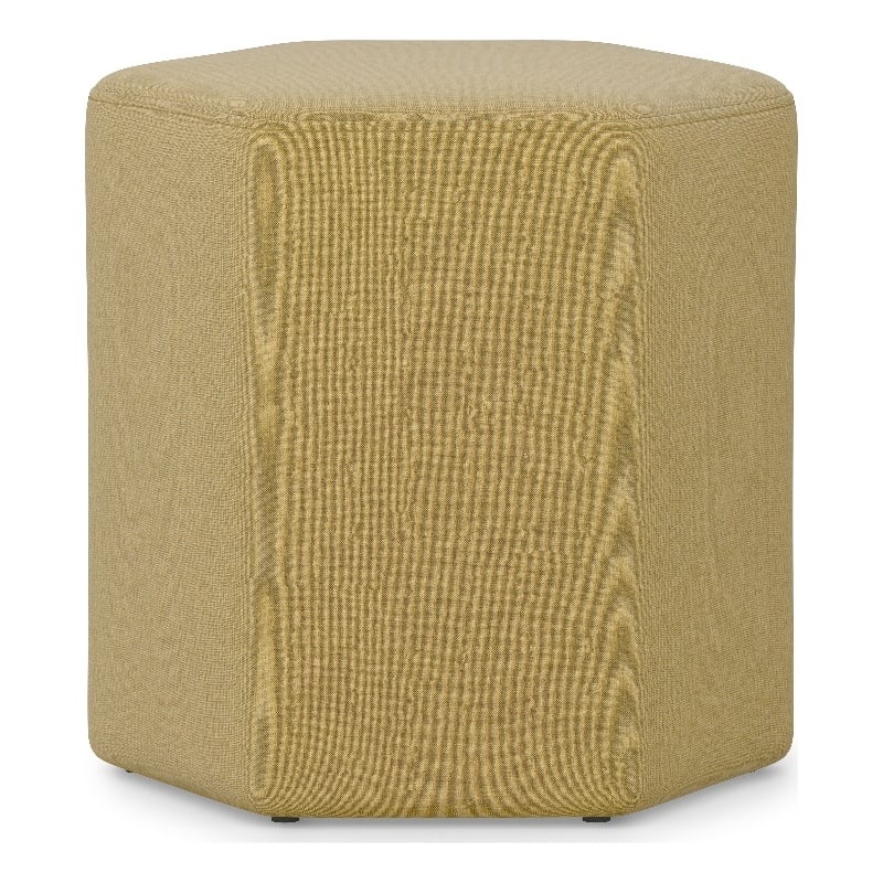 Brock 17 inch Wide Contemporary Footstool in Dijon Yellow Linen Look Fabric