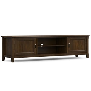 Simpli Home Burlington Wood TV Media Stand for TVs up to 80&quot in Mahogany Brown