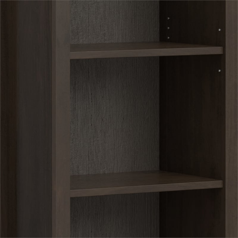 Amherst 24 inch Wide Solid Wood Transitional 5 Shelf Bookcase in Hickory Brown