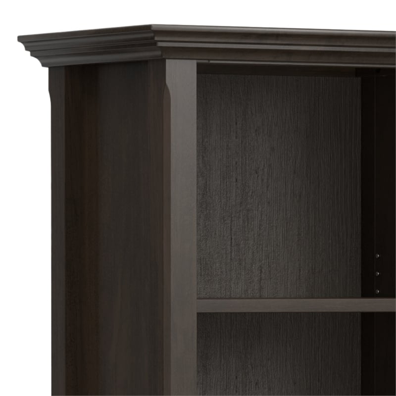 Amherst 24 inch Wide Solid Wood Transitional 5 Shelf Bookcase in Hickory Brown