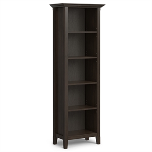 Amherst 24 inch Wide Solid Wood Transitional 5 Shelf Bookcase in Hickory Brown
