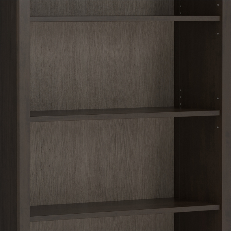 Amherst 36 inch Wide Solid Wood Transitional 5 Shelf Bookcase in Hickory Brown