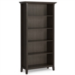 Amherst 36 inch Wide Solid Wood Transitional 5 Shelf Bookcase in Hickory Brown