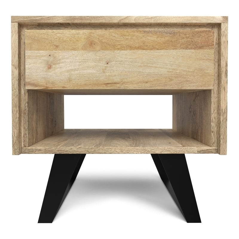 Simpli Home Lowry Solid Wood & Metal End Side Table in Natural/Black