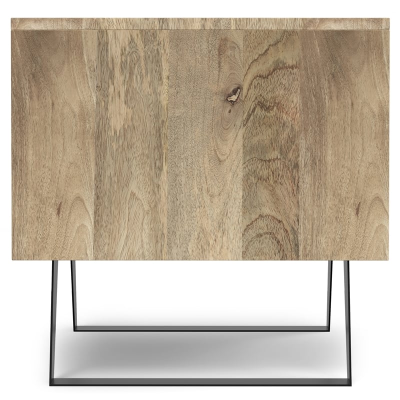Simpli Home Lowry Solid Wood & Metal End Side Table in Natural/Black
