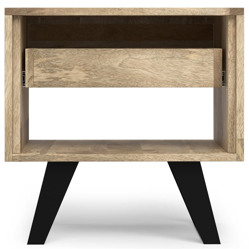 Simpli Home Lowry Solid Wood & Metal End Side Table in Natural/Black