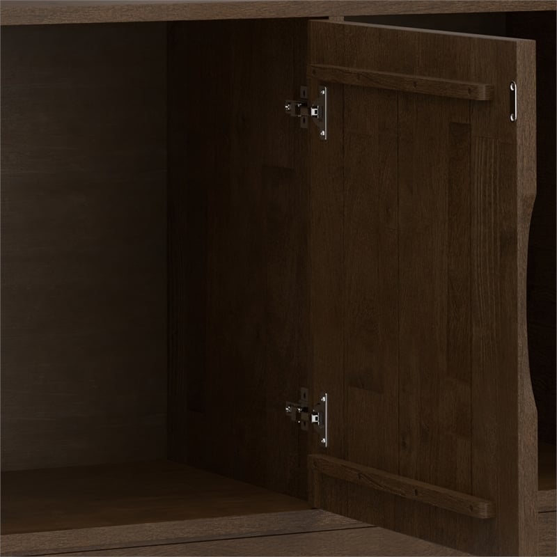 Simpli Home Harper 3-Door Solid Wood Sideboard Buffet/Storage in Walnut Brown