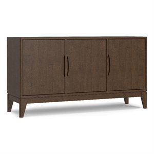 Simpli Home Harper 3-Door Solid Wood Sideboard Buffet/Storage in Walnut Brown