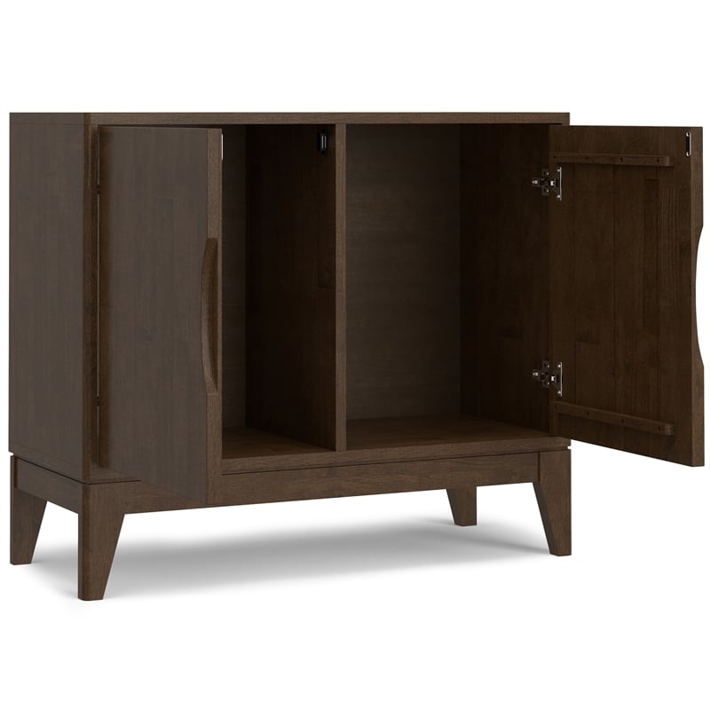 Simpli Home Harper 2-Door Solid Wood Sideboard Buffet/Storage in Walnut Brown