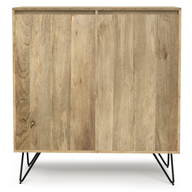 Simpli Home Hunter Solid Wood & Metal Medium Storage Cabinet in Natural