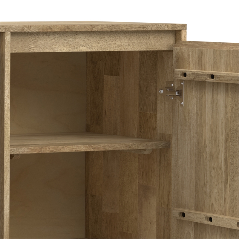 Simpli Home Hunter Solid Wood & Metal Medium Storage Cabinet in Natural