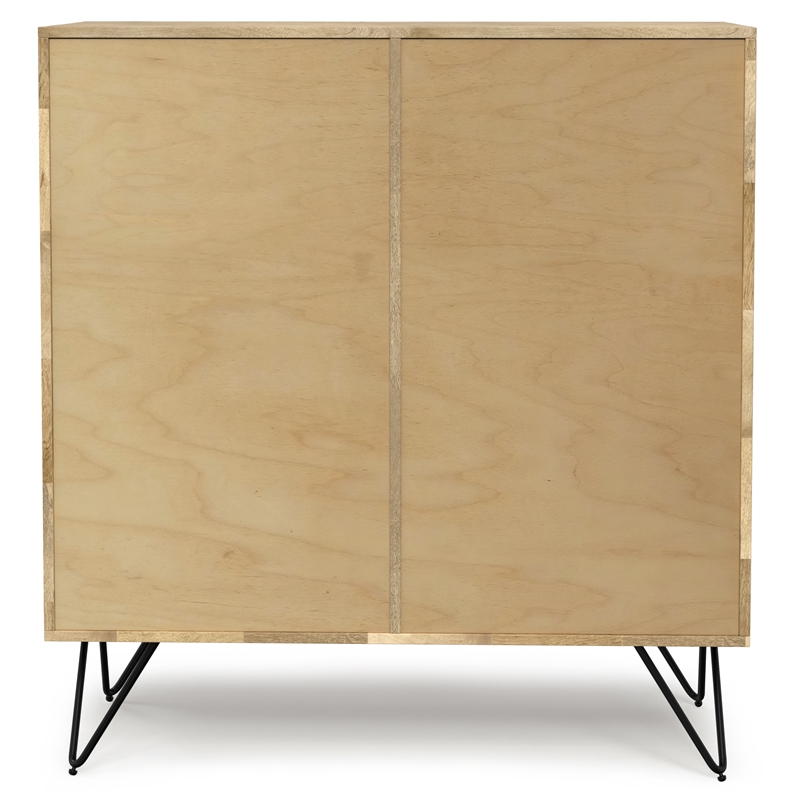 Simpli Home Hunter Solid Wood & Metal Medium Storage Cabinet in Natural