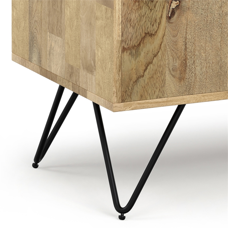Simpli Home Hunter Solid Wood & Metal Medium Storage Cabinet in Natural