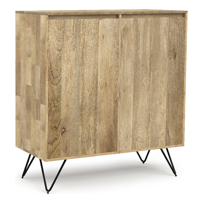 Simpli Home Hunter Solid Wood & Metal Medium Storage Cabinet in Natural