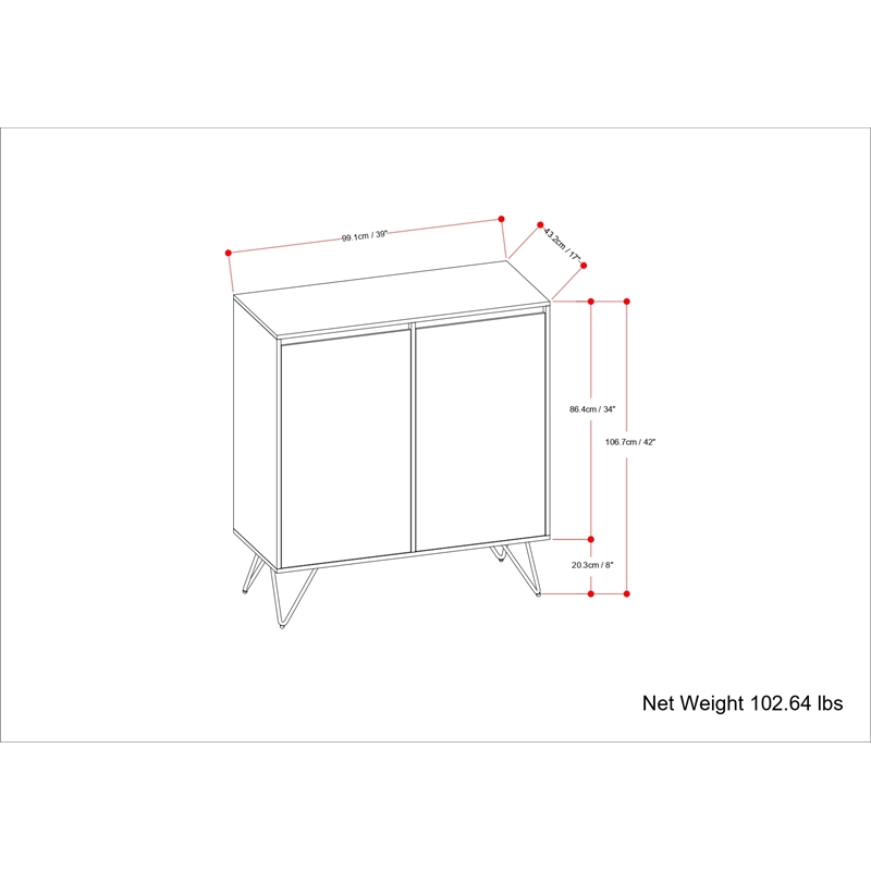 Simpli Home Hunter Solid Wood & Metal Medium Storage Cabinet in Natural