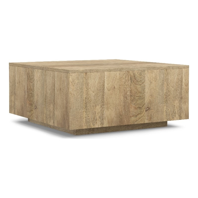 Simpli Home Lockhart Square Solid Wood Coffee Table in Natural
