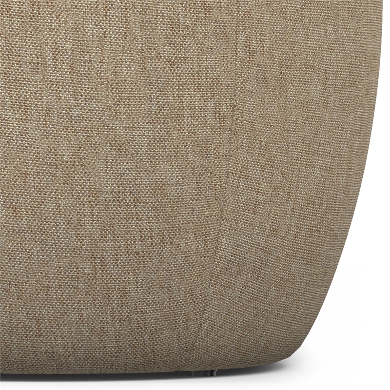 Ramsay 16 inch Wide Contemporary Irregular Footstool in Taupe Linen Look Fabric