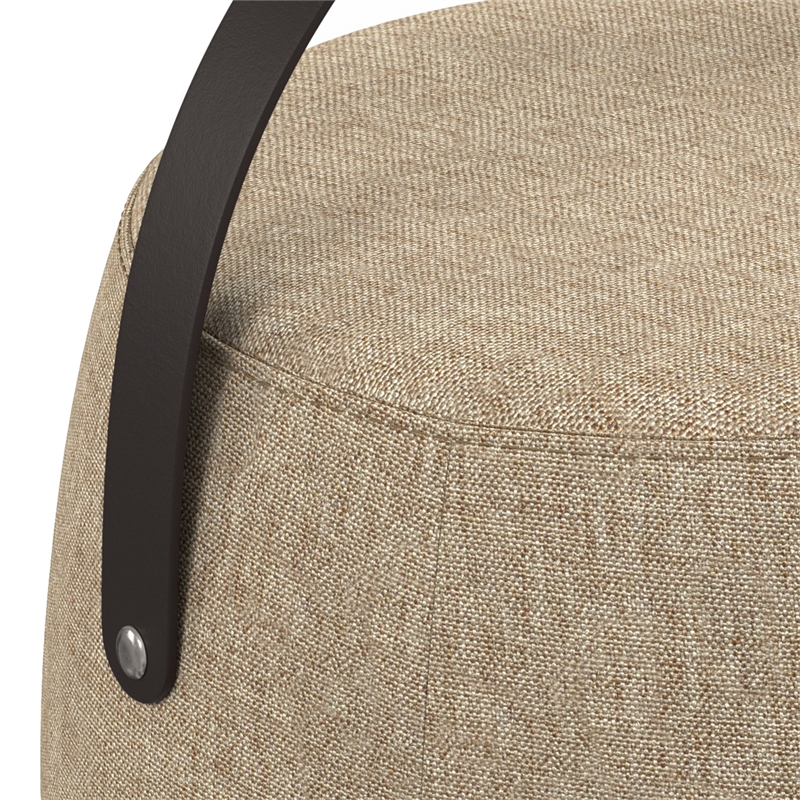 Ramsay 16 inch Wide Contemporary Irregular Footstool in Taupe Linen Look Fabric