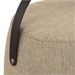 Ramsay 16 inch Wide Contemporary Irregular Footstool in Taupe Linen Look Fabric