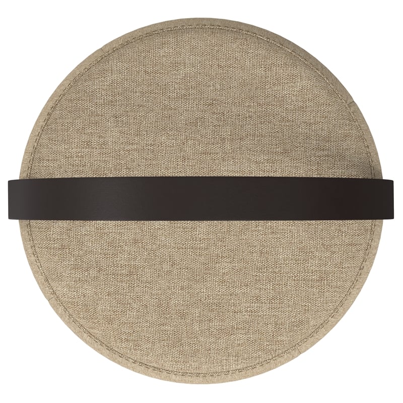 Ramsay 16 inch Wide Contemporary Irregular Footstool in Taupe Linen Look Fabric