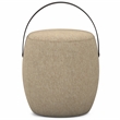 Ramsay 16 inch Wide Contemporary Irregular Footstool in Taupe Linen Look Fabric