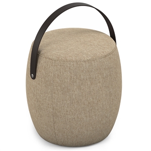 Ramsay 16 inch Wide Contemporary Irregular Footstool in Taupe Linen Look Fabric