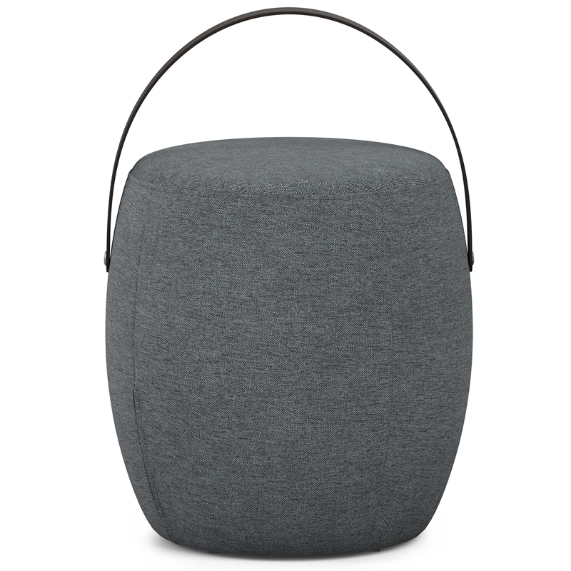 Ramsay 16 inch Wide Contemporary Irregular Footstool in Gray  Linen Look Fabric