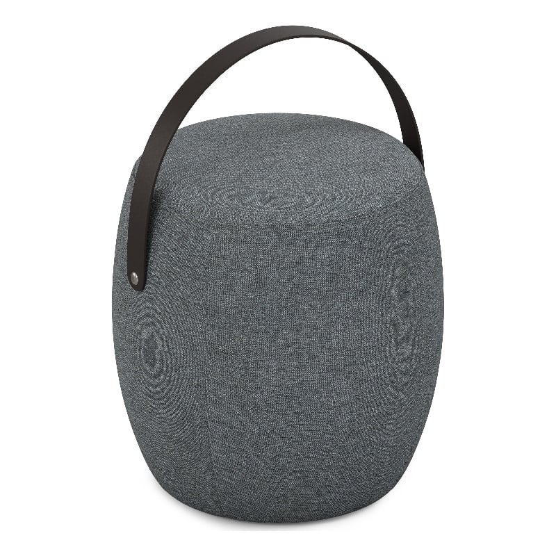 Ramsay 16 inch Wide Contemporary Irregular Footstool in Gray  Linen Look Fabric