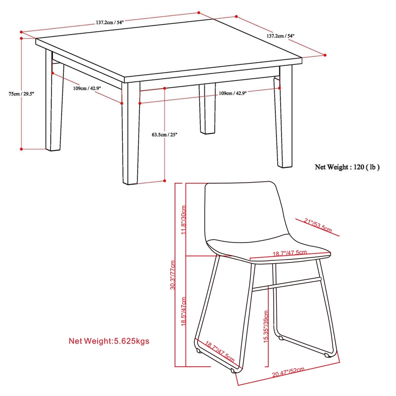 Warner/Eastwood Modern 9Pc Dining Set with 8Dining Chairs in Gray Faux Leather