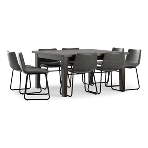 Warner/Eastwood Modern 9Pc Dining Set with 8Dining Chairs in Gray Faux Leather