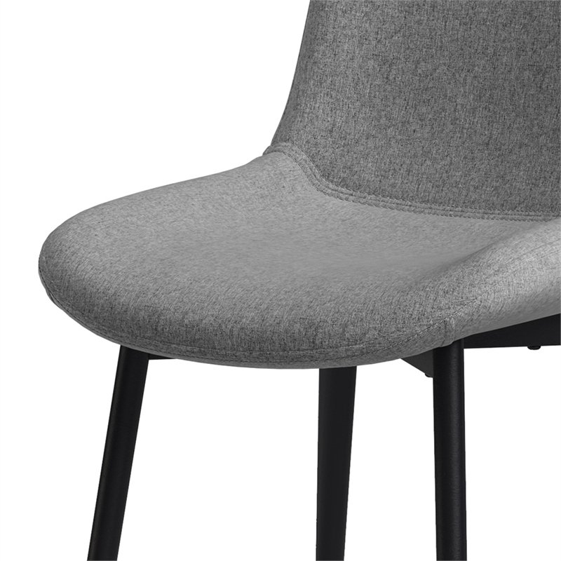 Rosemead/Eastwood Modern 7Pc DiningSet with 6Dining Chairs in Gray Linen Fabric