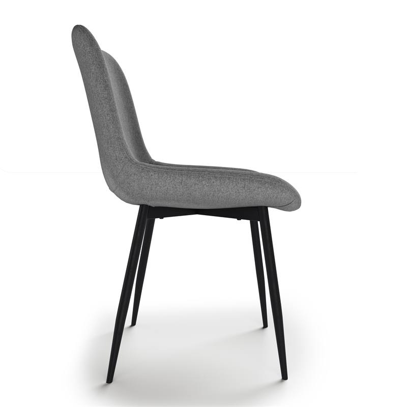 Rosemead/Eastwood Modern 7Pc DiningSet with 6Dining Chairs in Gray Linen Fabric