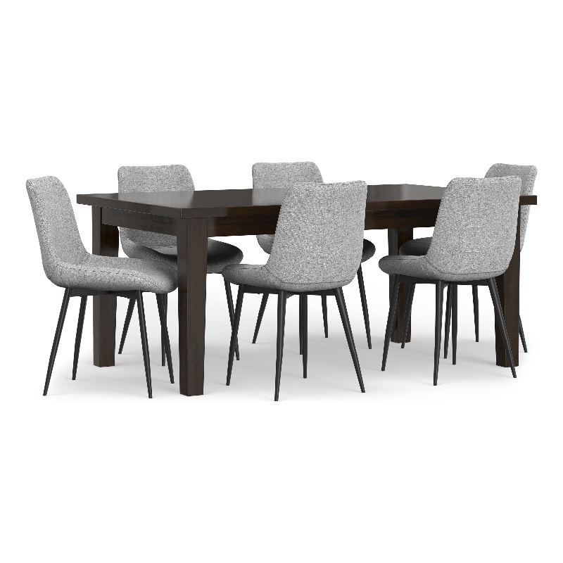 Rosemead/Eastwood Modern 7Pc DiningSet with 6Dining Chairs in Gray Linen Fabric