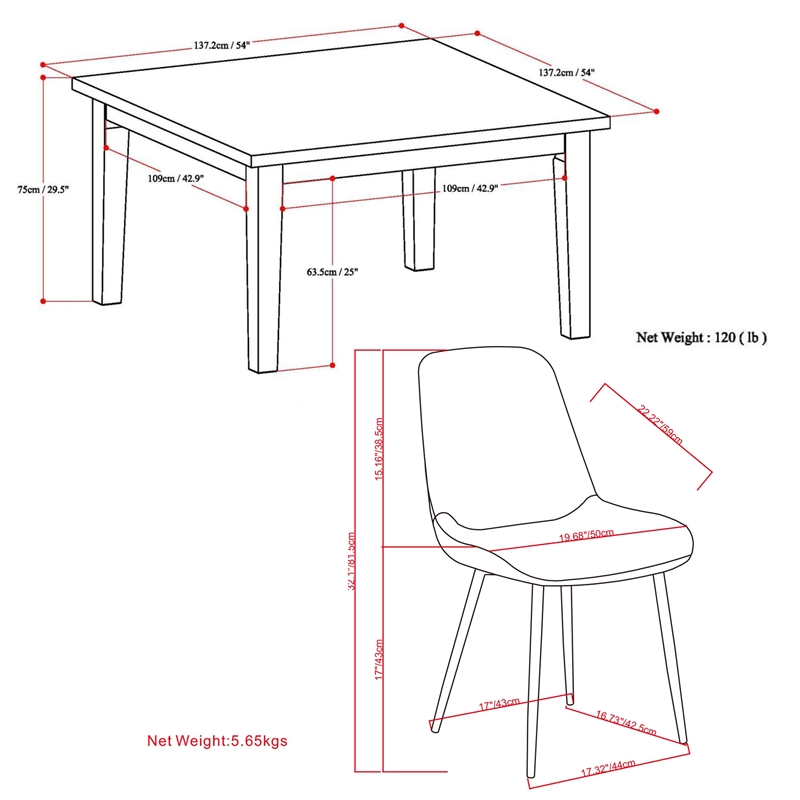 Rosemead/Eastwood 9 Pc Dining Set with 8 Dining Chairs in Gray Linen Fabric