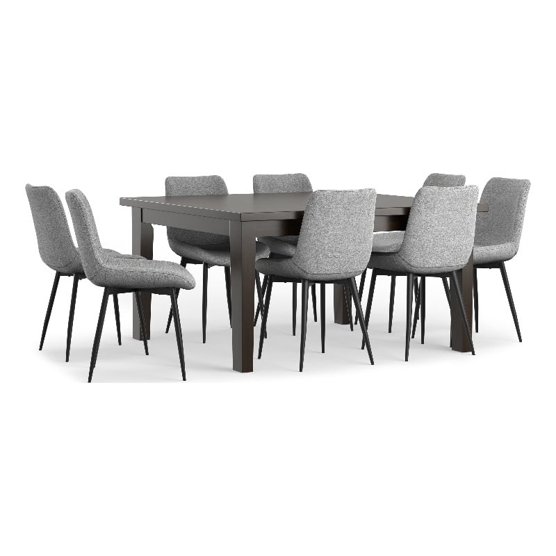 Rosemead/Eastwood 9 Pc Dining Set with 8 Dining Chairs in Gray Linen Fabric