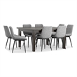 Rosemead/Eastwood 9 Pc Dining Set with 8 Dining Chairs in Gray Linen Fabric