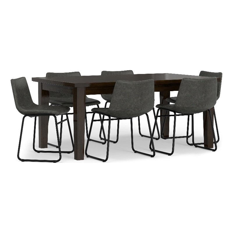 Warner/Eastwood 7Pc Dining Set with 6Dining Chairs in Gray Vegan Faux Leather