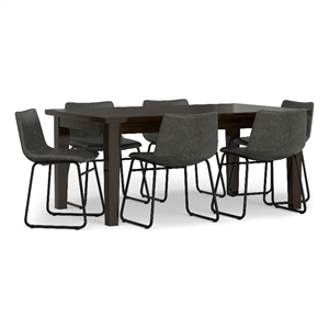 Warner/Eastwood 7Pc Dining Set with 6Dining Chairs in Gray Vegan Faux Leather
