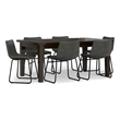 Warner/Eastwood 7Pc Dining Set with 6Dining Chairs in Gray Vegan Faux Leather