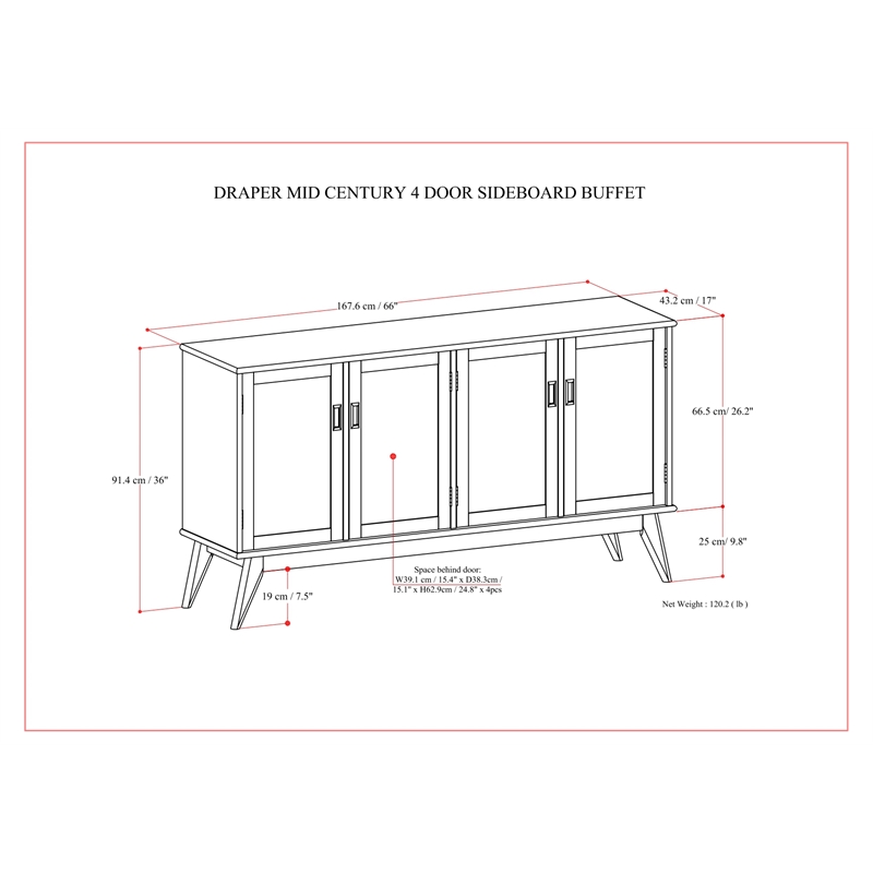 Draper SOLID WOOD 66x17