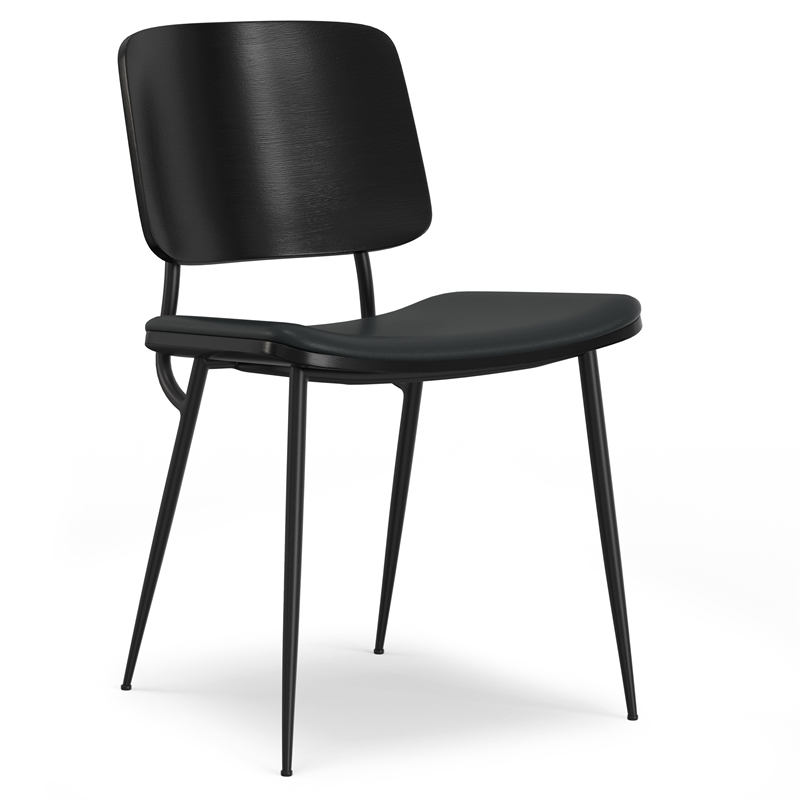 Hayley  Modern Urban Dining Chair (Set of 2) in Black  Vegan Faux Leather