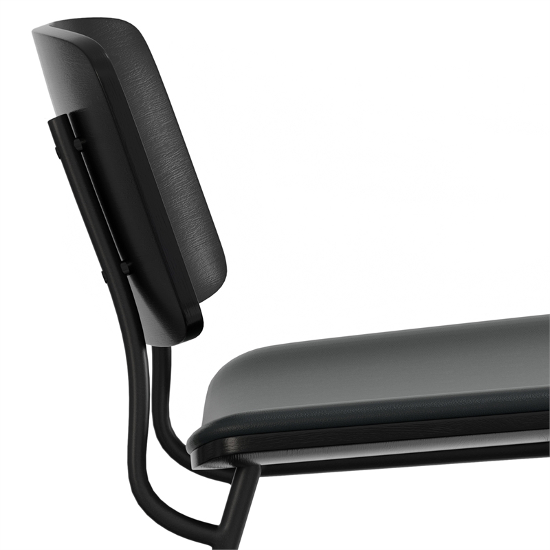 Hayley  Modern Urban Dining Chair (Set of 2) in Black  Vegan Faux Leather