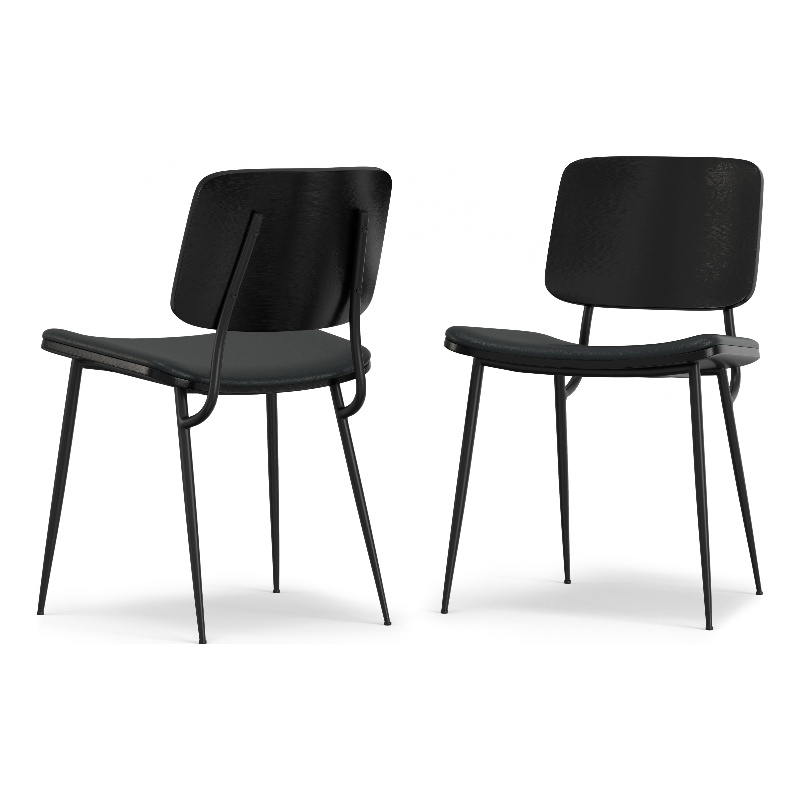 Hayley  Modern Urban Dining Chair (Set of 2) in Black  Vegan Faux Leather