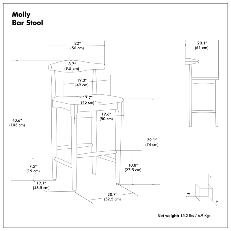 Molly  29 inch Bar Stool in Black Vegan Faux Leather & Fully Assembled